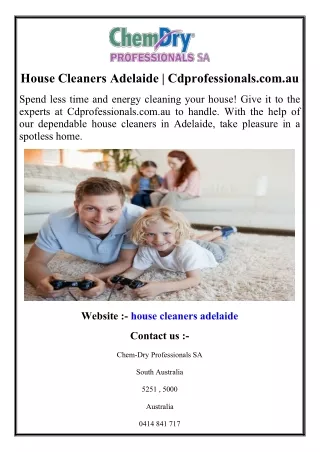 House Cleaners Adelaide  Cdprofessionals.com.au
