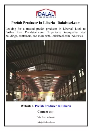 Prefab Producer In Liberia  Dalalsteel.com
