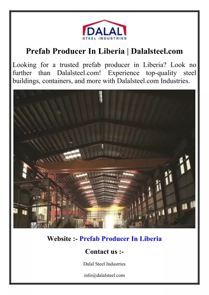 prefab producer in liberia dalalsteel com