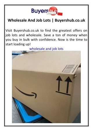 Wholesale And Job Lots Buyershub.co.uk