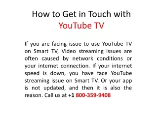 How to Get in Touch with YouTube TV - 800-359-9408
