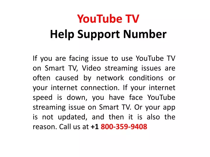 youtube tv help support number