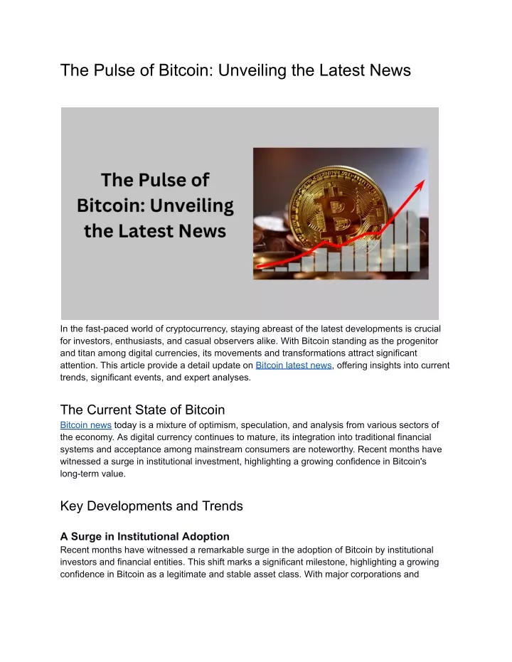 the pulse of bitcoin unveiling the latest news