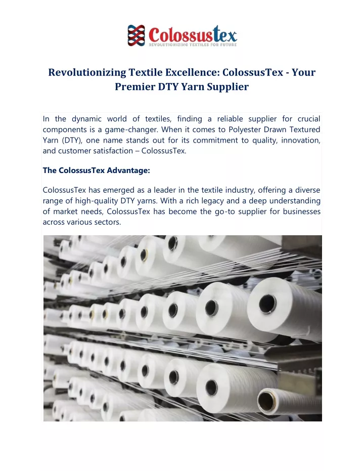 revolutionizing textile excellence colossustex