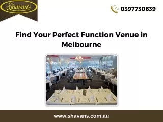 Find Your Perfect Function Venue in Melbourne