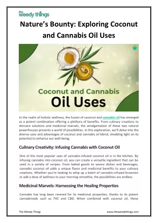 Nature’s Bounty Exploring Coconut and Cannabis Oil Uses