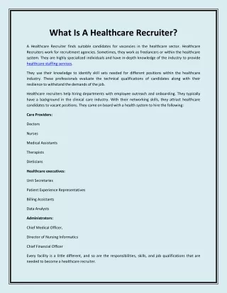 What Is A Healthcare Recruiter?