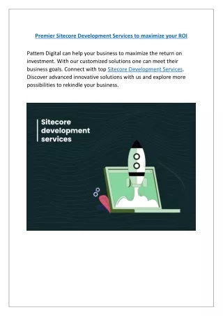 premier sitecore development services to maximize