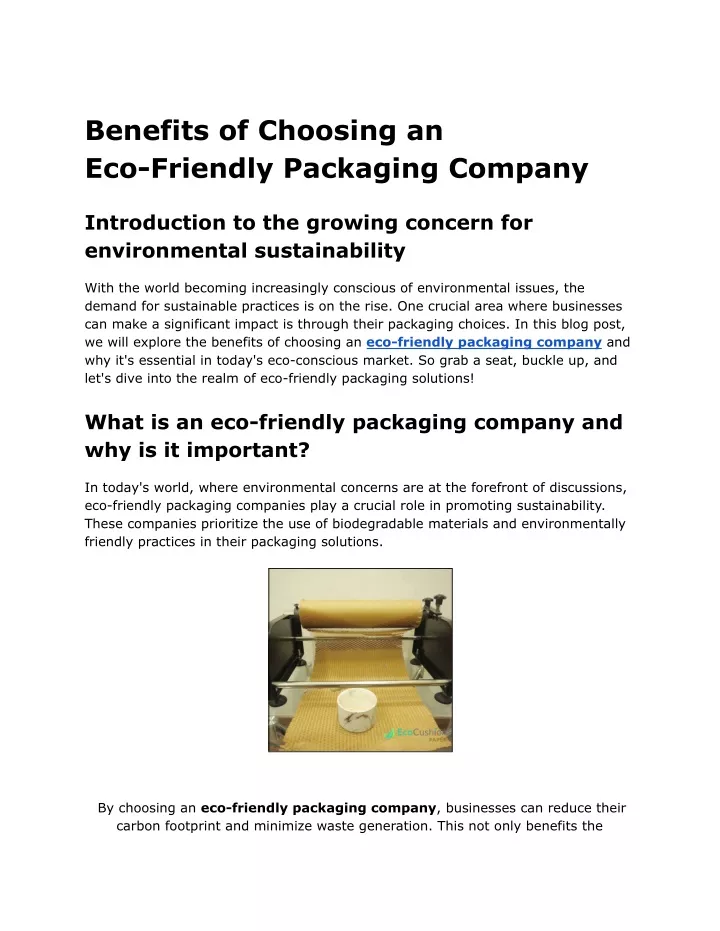 benefits of choosing an eco friendly packaging