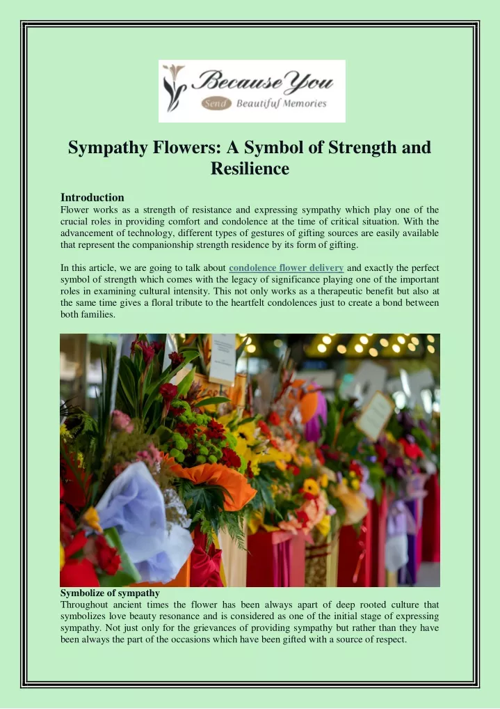 sympathy flowers a symbol of strength