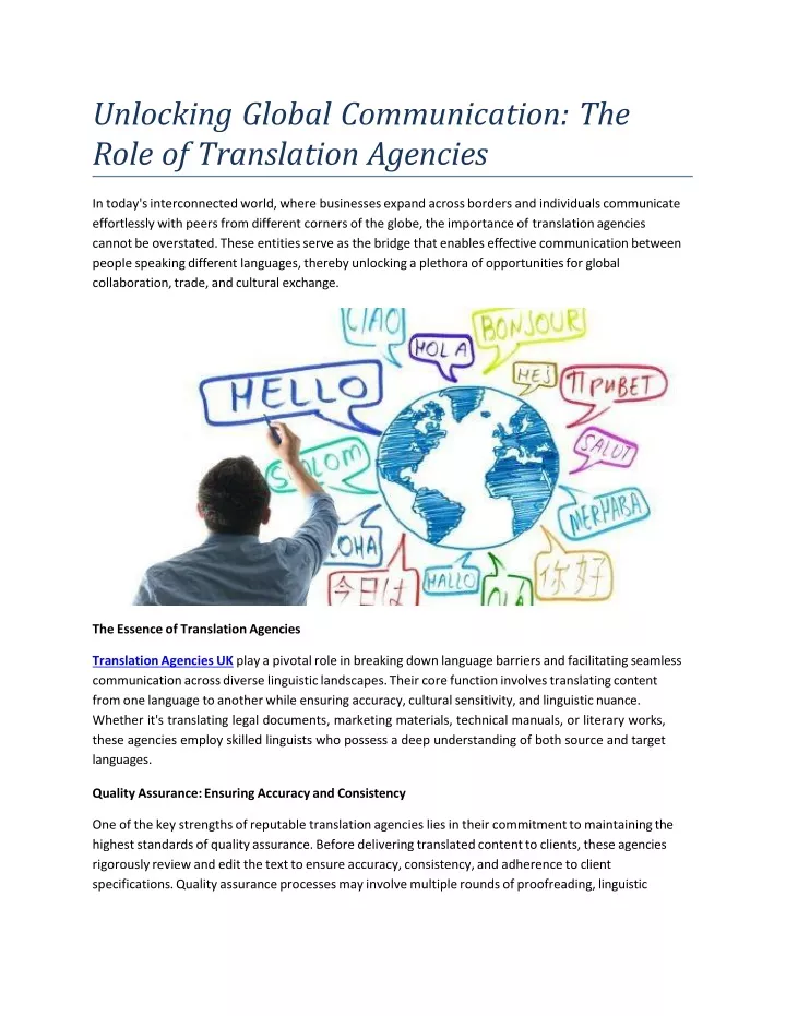 unlocking global communication the role of translation agencies