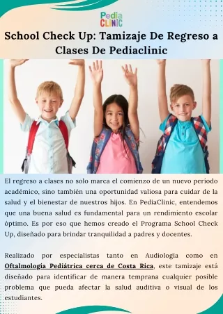 School Check Up Tamizaje De Regreso a Clases De Pediaclinic