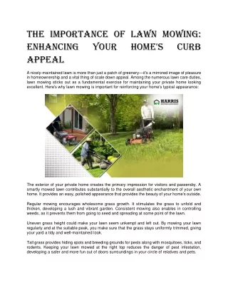 The Importance Of Lawn Mowing: Enhancing Your Home's Curb Appeal