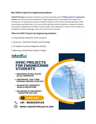 best hvdc projects for engineering students