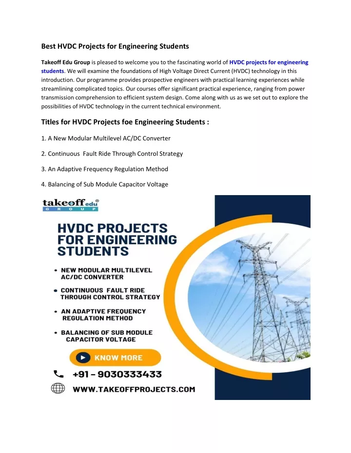 best hvdc projects for engineering students