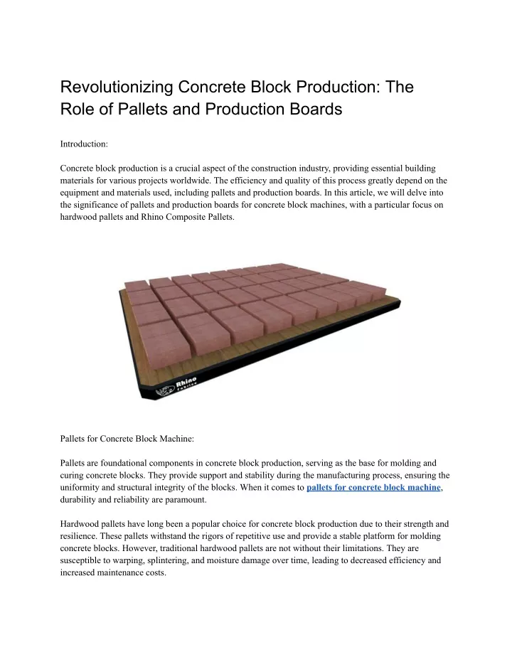revolutionizing concrete block production