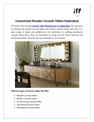 Customized Wooden Console Tables in Hyderabad