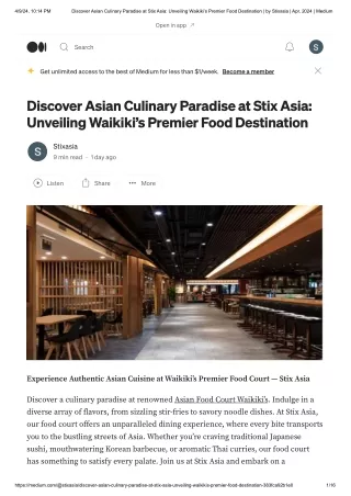 Discover Asian Culinary Paradise at Stix Asia: Unveiling Waikiki's Premier Food