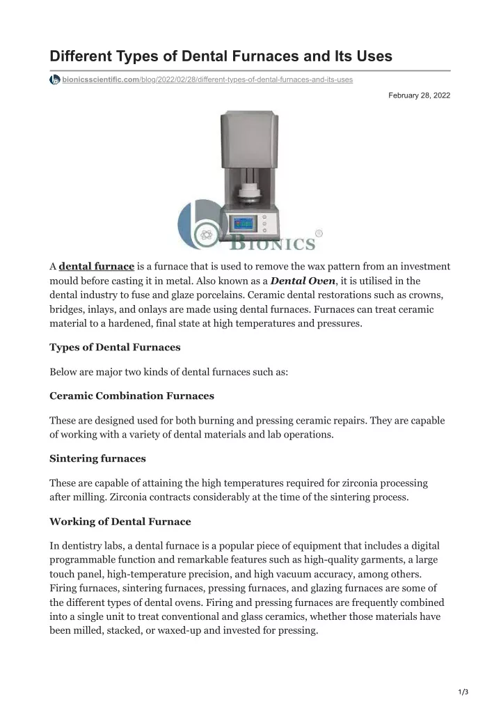 different types of dental furnaces and its uses