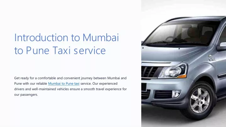 introduction to mumbai to pune taxi service