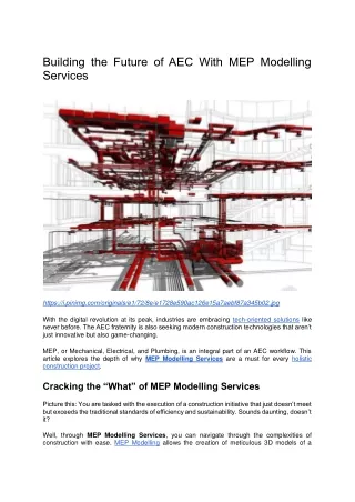 Building the Future of AEC With MEP Modelling Services