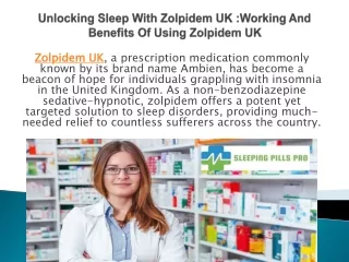 Unlocking Sleep with Zolpidem UK :Working And  Benefits of using Zolpidem UK