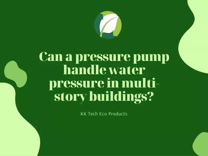 can a pressure pump handle water pressure