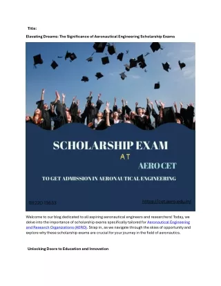 Elevating Dreams The Significance of Aeronautical Engineering Scholarship Exams