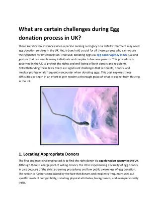 What are certain challenges during Egg donation process in UK?