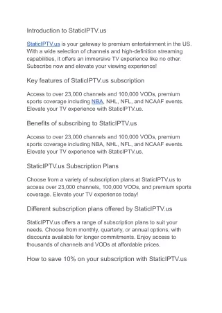 StaticIPTV.us - Your Gateway to Premium Entertainment