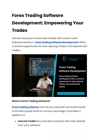 Forex Trading Software Development_ Empowering Your Trades