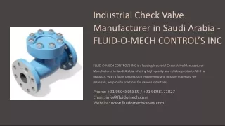 Industrial Check Valve Manufacturer in Saudi Arabia, Best Industrial Check Valve