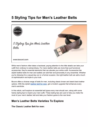 5 Styling Tips for Men's Leather Belts