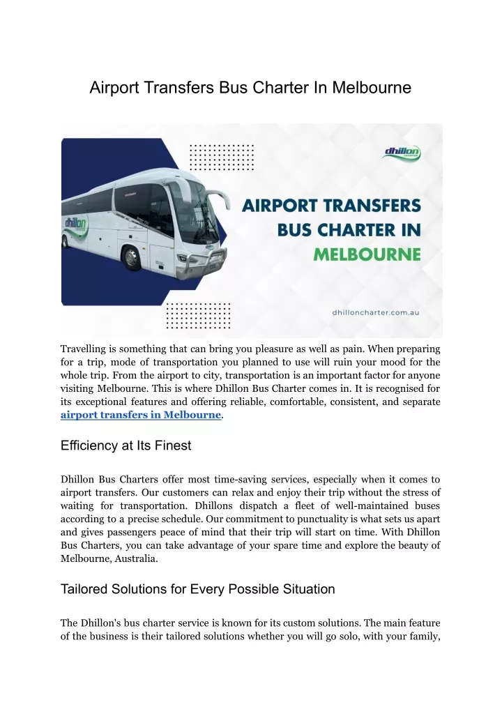 airport transfers bus charter in melbourne