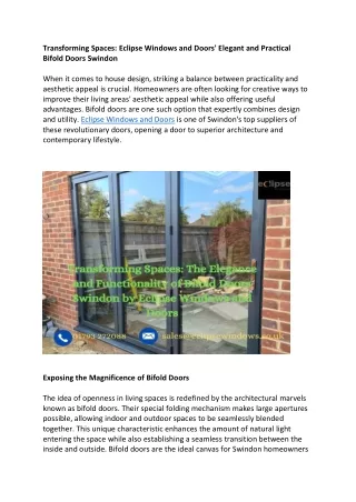 Transforming Spaces-Eclipse Windows and Doors' Elegant and Practical Bifold Doors Swindon