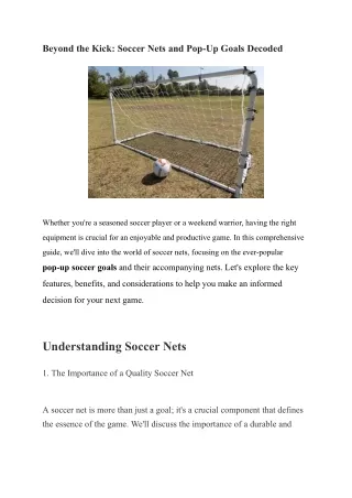 Beyond the Kick_ Soccer Nets and Pop-Up Goals Decoded