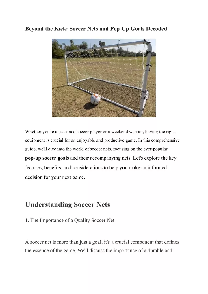 beyond the kick soccer nets and pop up goals