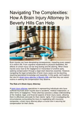 How A Brain Injury Attorney In Beverly Hills Can Help