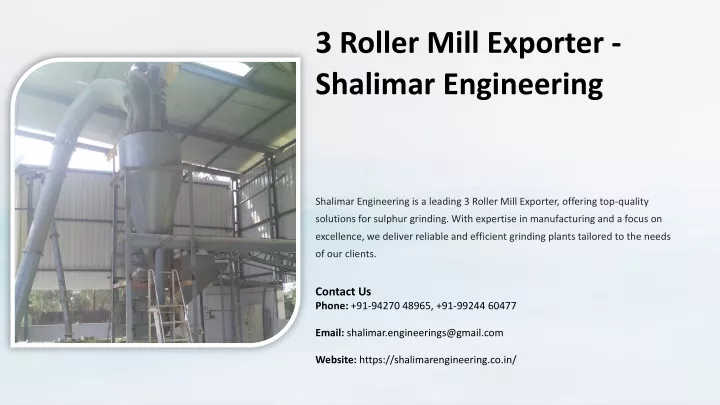 3 roller mill exporter shalimar engineering