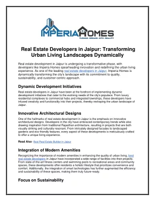 Real Estate Developers in Jaipur- imperia homes