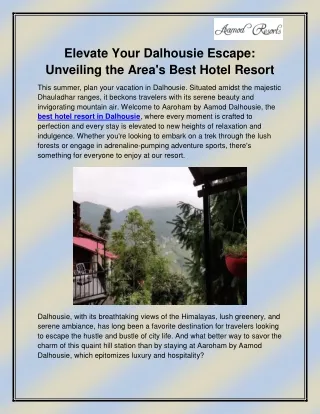 Best hotels and resorts in Dalhousie