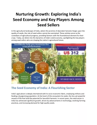Nurturing Growth: Exploring India's Seed Economy and Key Players Among Seed Sell