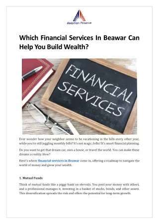 Which Financial Services In Beawar Can Help You Build Wealth
