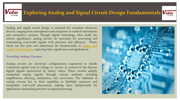 exploring analog and signal circuit design