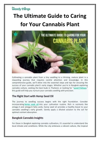The Ultimate Guide to Caring for Your Cannabis Plant
