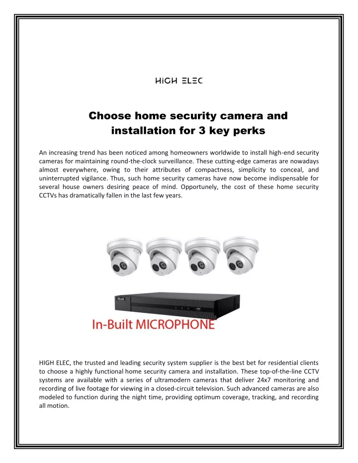 PPT - Choose home security camera and installation for 3 key perks ...