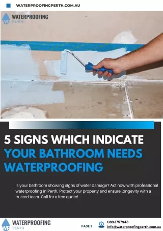 5 Signs Which Indicate Your Bathroom Needs Waterproofing
