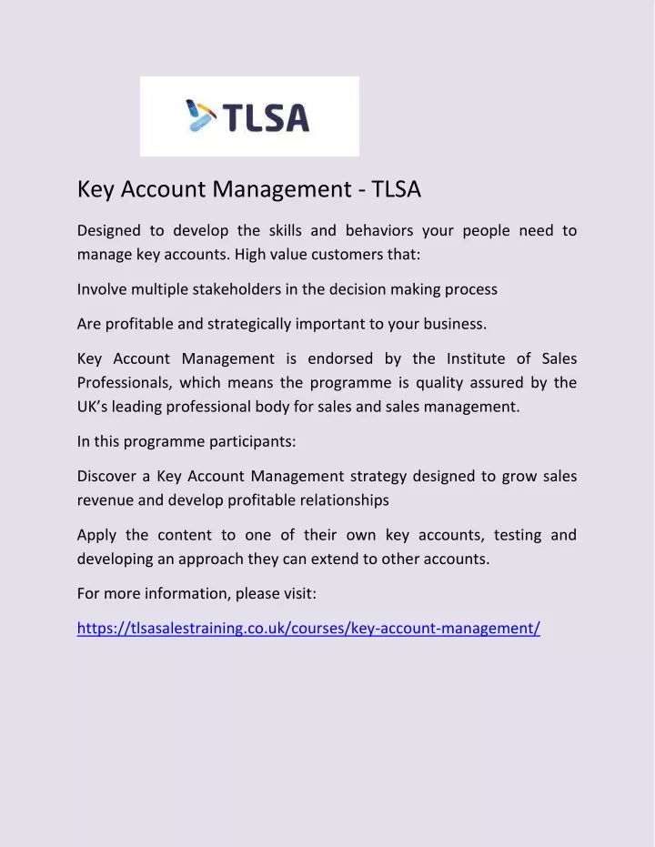 key account management tlsa