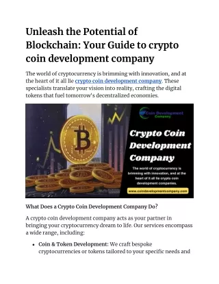 Unleash the Potential of Blockchain_ Your Guide to crypto coin development company