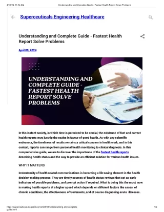 Understanding and Complete Guide - Fastest Health Report Solve Problems